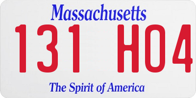 MA license plate 131HO4