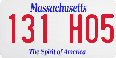 MA license plate 131HO5