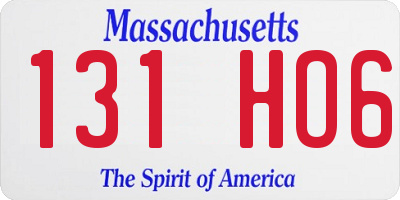 MA license plate 131HO6
