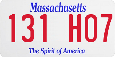 MA license plate 131HO7