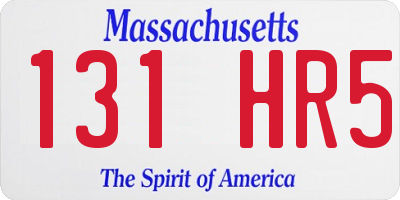 MA license plate 131HR5