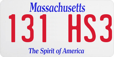 MA license plate 131HS3