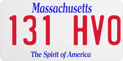 MA license plate 131HV0