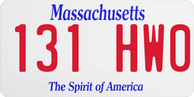 MA license plate 131HW0