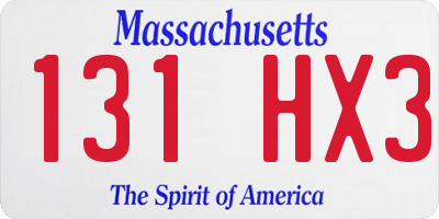 MA license plate 131HX3