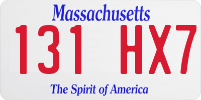 MA license plate 131HX7