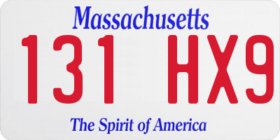 MA license plate 131HX9