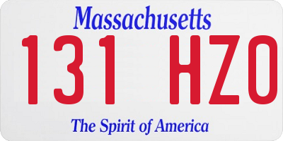MA license plate 131HZ0