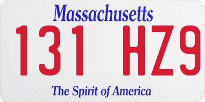 MA license plate 131HZ9