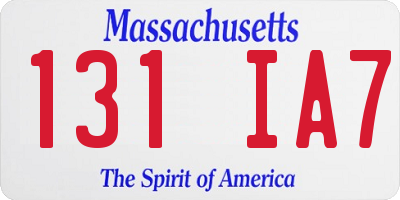 MA license plate 131IA7