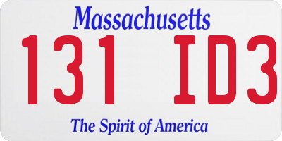 MA license plate 131ID3
