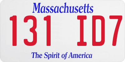 MA license plate 131ID7