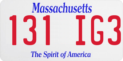 MA license plate 131IG3