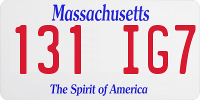 MA license plate 131IG7