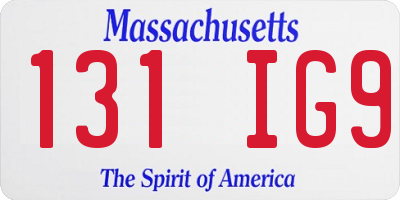MA license plate 131IG9