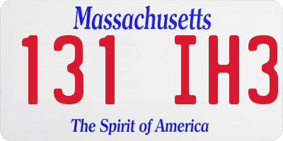 MA license plate 131IH3