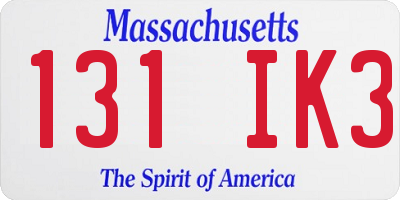 MA license plate 131IK3