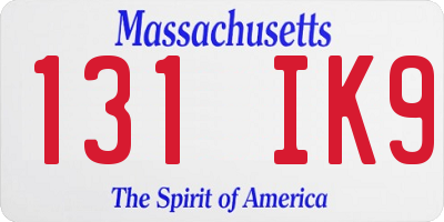 MA license plate 131IK9