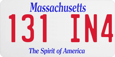 MA license plate 131IN4