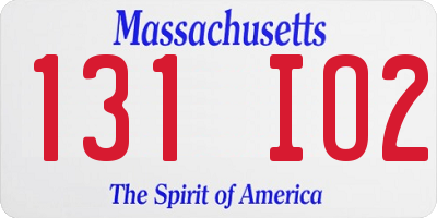 MA license plate 131IO2