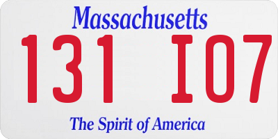 MA license plate 131IO7