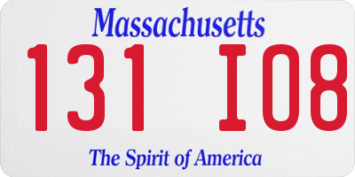 MA license plate 131IO8