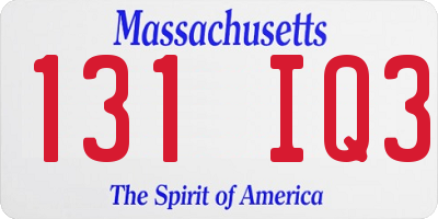 MA license plate 131IQ3