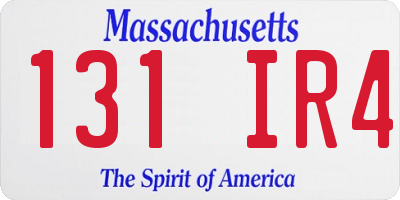 MA license plate 131IR4