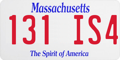 MA license plate 131IS4