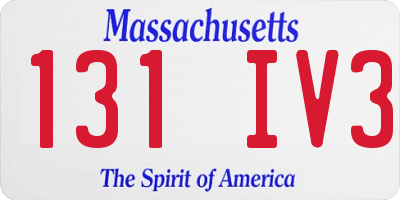 MA license plate 131IV3