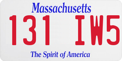 MA license plate 131IW5