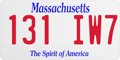 MA license plate 131IW7