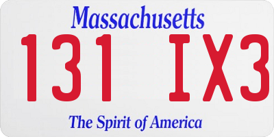 MA license plate 131IX3