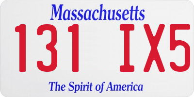 MA license plate 131IX5