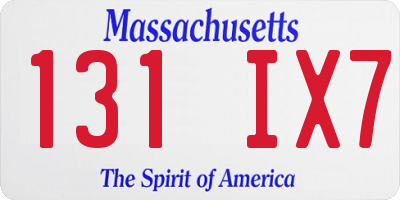 MA license plate 131IX7