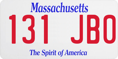 MA license plate 131JB0