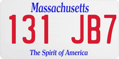 MA license plate 131JB7