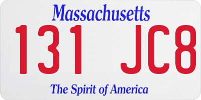 MA license plate 131JC8