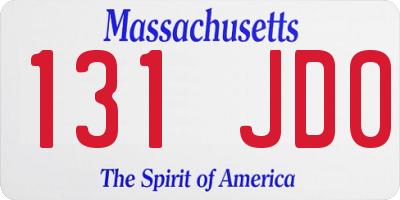 MA license plate 131JD0