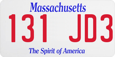 MA license plate 131JD3