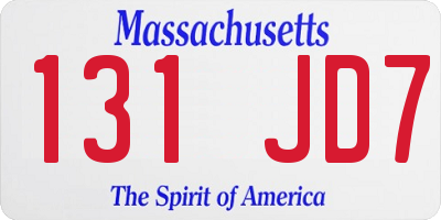 MA license plate 131JD7
