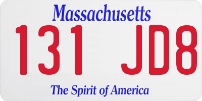 MA license plate 131JD8
