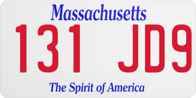MA license plate 131JD9