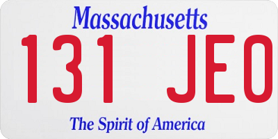 MA license plate 131JE0