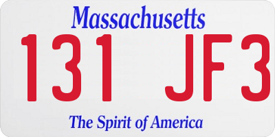 MA license plate 131JF3