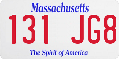 MA license plate 131JG8