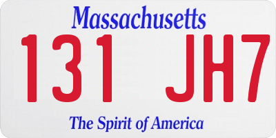 MA license plate 131JH7