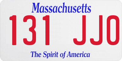 MA license plate 131JJ0