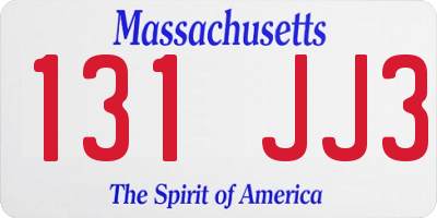 MA license plate 131JJ3