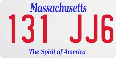 MA license plate 131JJ6